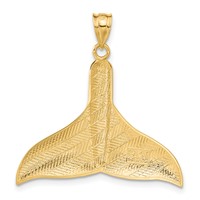 14K Yellow Gold Solid Polished Large Whale Tail Pendant view 3