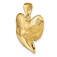 14K Yellow Gold Solid Polished 3-D Shark Tooth Pendant view 5