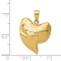 14K Yellow Gold Solid Polished 3-D Shark Tooth Pendant view 4