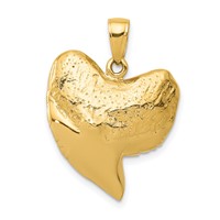 14K Yellow Gold Solid Polished 3-D Shark Tooth Pendant view 1