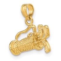 14K Yellow Gold Solid Polished 3-D Golf Bag Charm with Clubs view 5