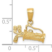 14K Yellow Gold Solid Polished 3-D Golf Bag Charm with Clubs view 4