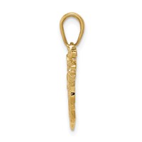 14K Yellow Gold Solid Polished Open-Backed Golf Bag Charm with Clubs view 2
