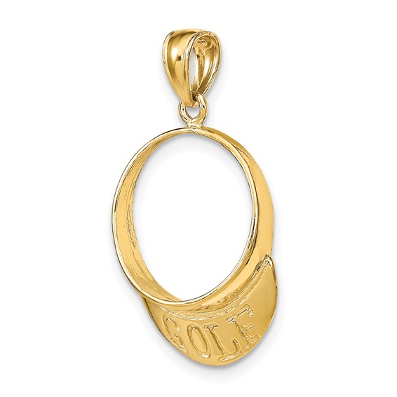 14K Solid Polished 3-D Golf Visor Charm