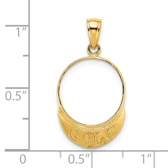 14K Solid Polished 3-D Golf Visor Charm