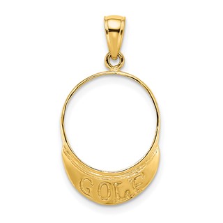 14K Solid Polished 3-D Golf Visor Charm