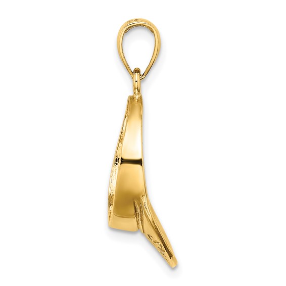 14K Solid Polished 3-D Tennis Visor Charm