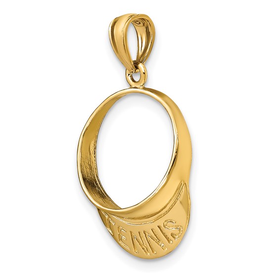 14K Solid Polished 3-D Tennis Visor Charm