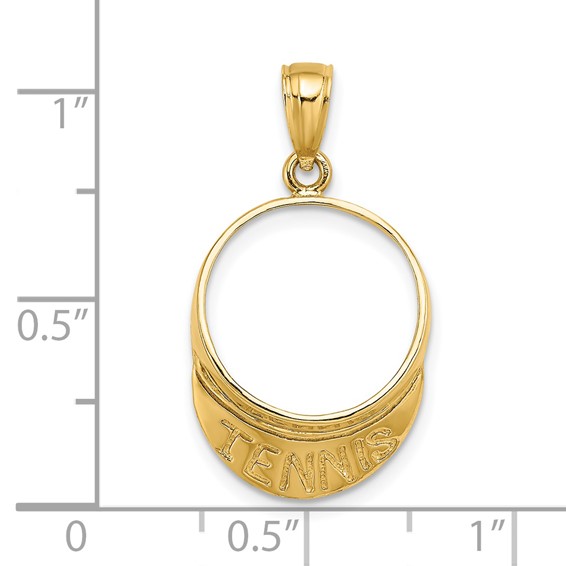14K Solid Polished 3-D Tennis Visor Charm