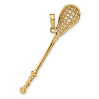 14K Yellow Gold Solid Polished 3-D Lacrosse Stick Pendant view 3