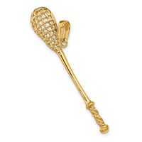 14K Yellow Gold Solid Polished 3-D Lacrosse Stick Pendant view 5