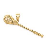 14K Yellow Gold Solid Polished 3-D Lacrosse Stick Pendant view 1