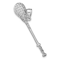 14K White Gold 3-D Lacrosse Stick Charm view 4