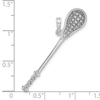 14K White Gold 3-D Lacrosse Stick Charm view 3