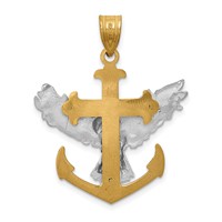 14K Two-tone Mariners Cross Pendant with Eagle view 4