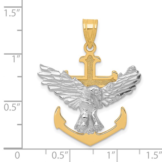 Gold Two-tone Mariners Cross with Eagle Pendant