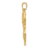 14K Yellow Gold Solid Polished Weightlifter Pendant view 2