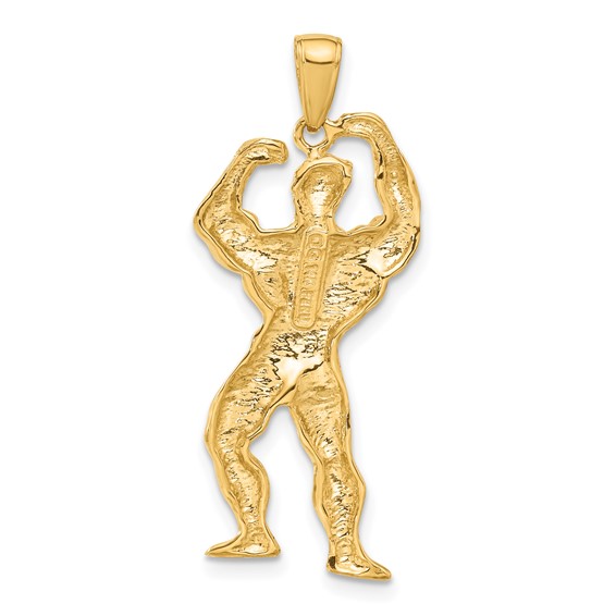 14k Solid Polished Weightlifter Pendant