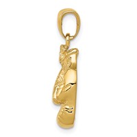14K Solid Polished Open-Backed Boxing Gloves Pendant view 2