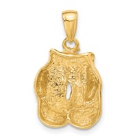 14K Solid Polished Open-Backed Boxing Gloves Pendant view 3