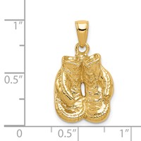 14K Solid Polished Open-Backed Boxing Gloves Pendant view 4