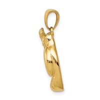 14K Yellow Gold Solid Polished Open-Backed Boxing Gloves Pendant view 2