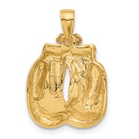 14K Yellow Gold Solid Polished Open-Backed Boxing Gloves Pendant view 3