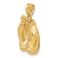 14K Yellow Gold Solid Polished Open-Backed Boxing Gloves Pendant view 5
