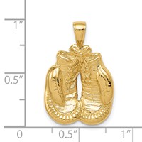 14K Yellow Gold Solid Polished Open-Backed Boxing Gloves Pendant view 4