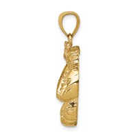 14K Yellow Gold Solid Polished Open-Backed Boxing Gloves Pendant view 2
