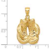 14K Yellow Gold Solid Polished Open-Backed Boxing Gloves Pendant view 4