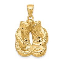 14K Yellow Gold Solid Polished Open-Backed Boxing Gloves Pendant view 1