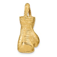 14K Yellow Gold Hollow Polished 3-D Large Boxing Glove Pendant view 3