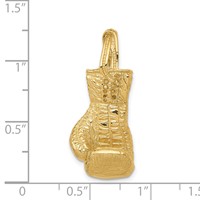 14K Yellow Gold Hollow Polished 3-D Large Boxing Glove Pendant view 4