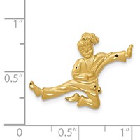 14K Yellow Gold Satin Diamond-cut Open-Backed Karate Female Chain Slide view 4