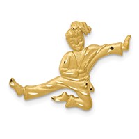 14K Yellow Gold Satin Diamond-cut Open-Backed Karate Female Chain Slide view 1