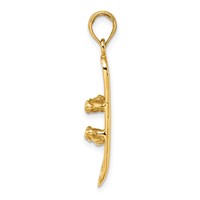 14K Yellow Gold Solid Polished 3-D Snowboard Charm view 2