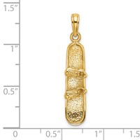 14K Yellow Gold Solid Polished 3-D Snowboard Charm view 3
