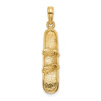 14K Yellow Gold Solid Polished 3-D Snowboard Charm view 1