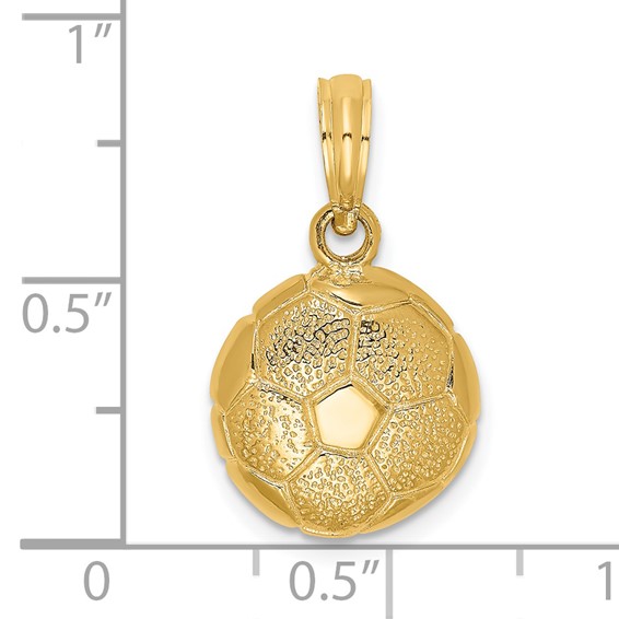 14k Solid Polished Domed Open-Backed Soccer Ball Charm