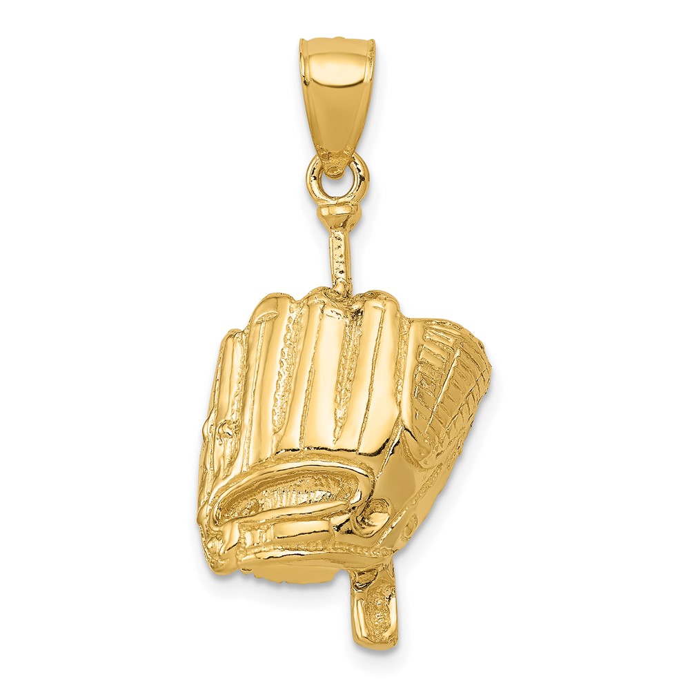 14K Polished 3-D Glove/Bat/Baseball Pendant (C2657)