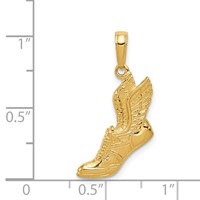14K Yellow Gold Polished Running Shoe Pendant with Wings view 4
