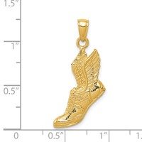 14K Yellow Gold Polished Running Shoe Pendant with Wings view 4