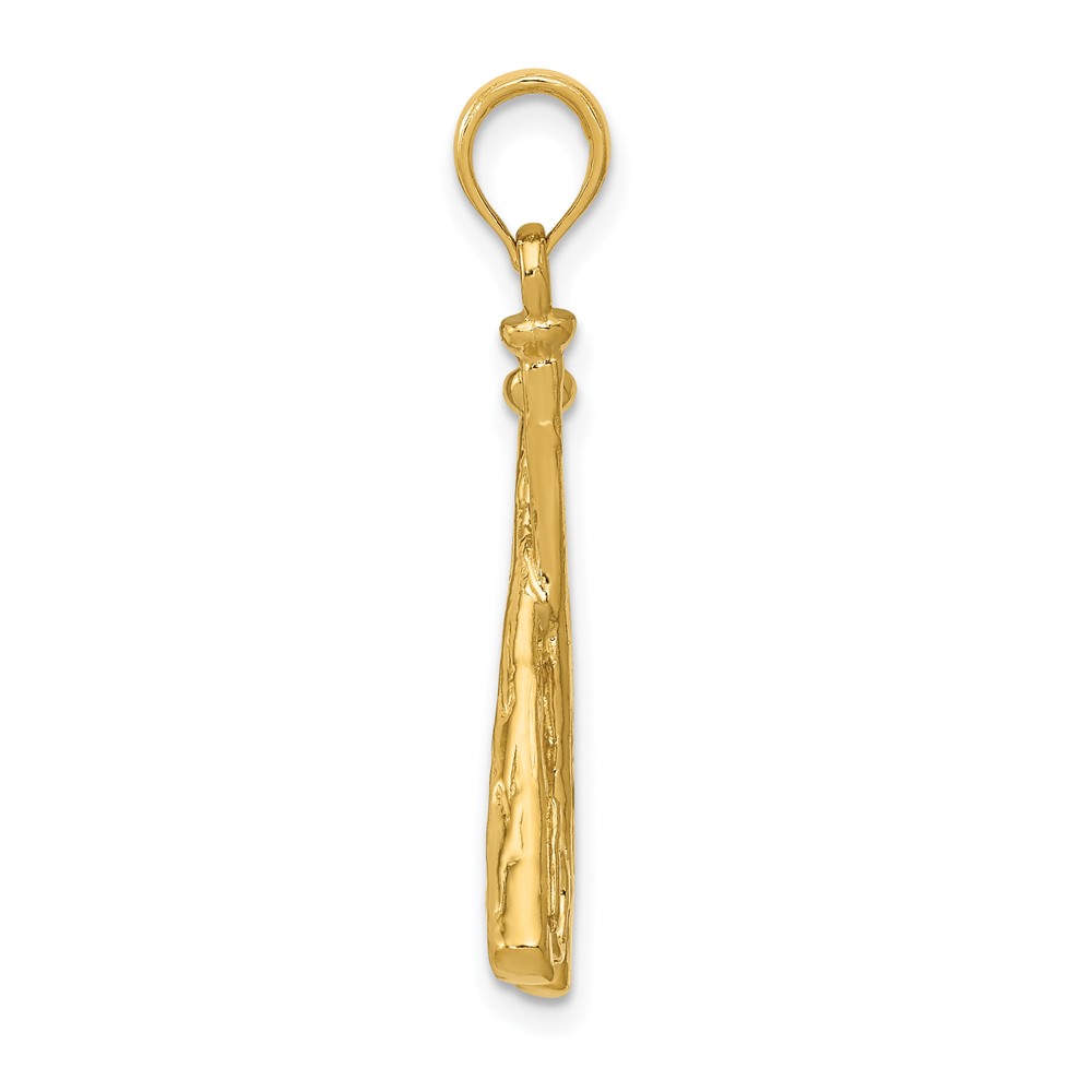 14K Polished Open-Backed Bats and Baseball Pendant (C2662)