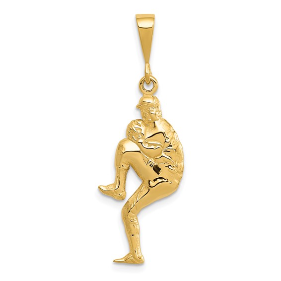 14K Polished 3-D Pitcher Baseball Charm