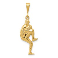 14K Yellow Gold Polished 3-D Pitcher Baseball Charm view 1