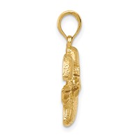 14K Yellow Gold 2-D Double Football Helmets and Ball Charm view 2