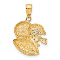 14K Yellow Gold 2-D Double Football Helmets and Ball Charm view 3