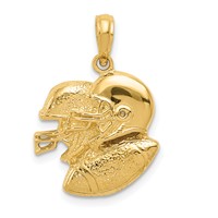 14K Yellow Gold 2-D Double Football Helmets and Ball Charm view 1