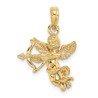 Gold Cupid with Bow and Arrow Pendant